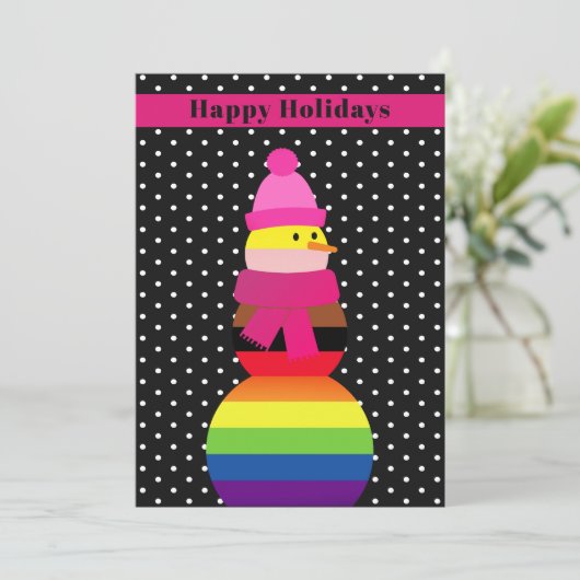 LGBTQ queer gay Snowman kerstkaart (Staand voorkant)