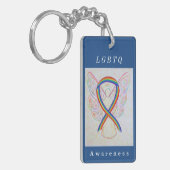 LGBTQ Rainbow Awareness Ribbon Angel Art Sleutelha Sleutelhanger (Voorkant Links)
