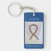 LGBTQ Rainbow Awareness Ribbon Angel Art Sleutelha Sleutelhanger (Voorkant)