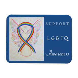 LGBTQ Rainbow Awareness Ribbon Angel Magnet Magneet