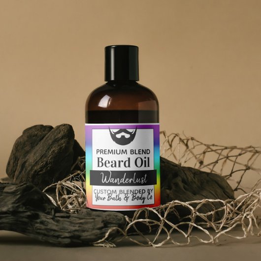 LGBTQ Rainbow Beard Oil Label met ingrediënten