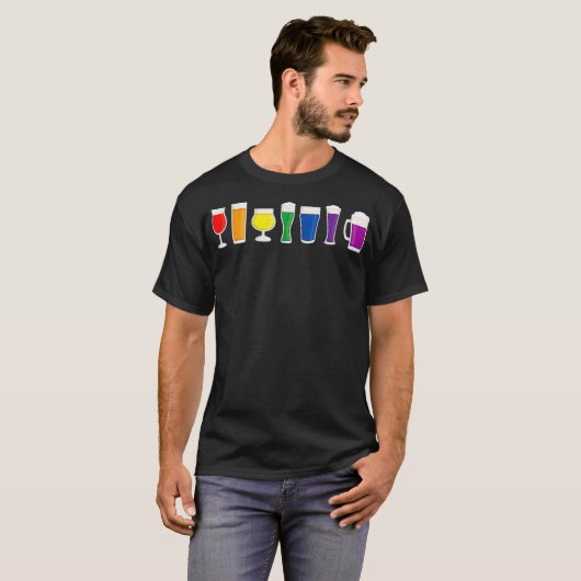 LGBTQ Rainbow Beer Mok Gay Queer Pride Month Proud T-shirt (Voorkant volledig)