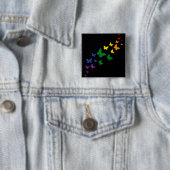 LGBTQ Rainbow Butterfly Trail Vierkante Button 5,1 Cm (In situ)
