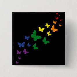 LGBTQ Rainbow Butterfly Trail Vierkante Button 5,1 Cm