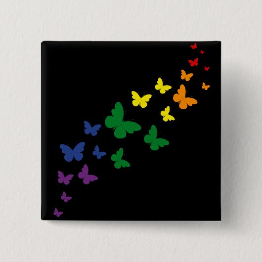 LGBTQ Rainbow Butterfly Trail Vierkante Button 5,1 Cm (Voorkant)