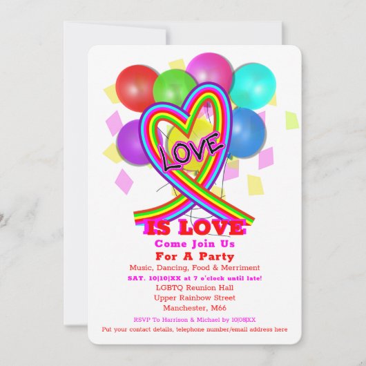  LGBTQ Rainbow Celebration Pride Party Invitation Kaart (Voorkant)