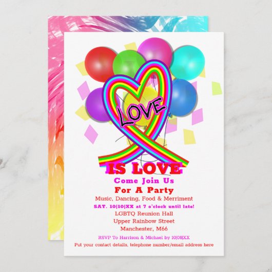  LGBTQ Rainbow Celebration Pride Party Invitation Kaart (Voorkant / Achterkant)