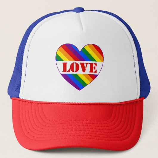 LGBTQ+ Rainbow Flag Liefde Hart voor Pride Maand - Trucker Pet (Voorkant)
