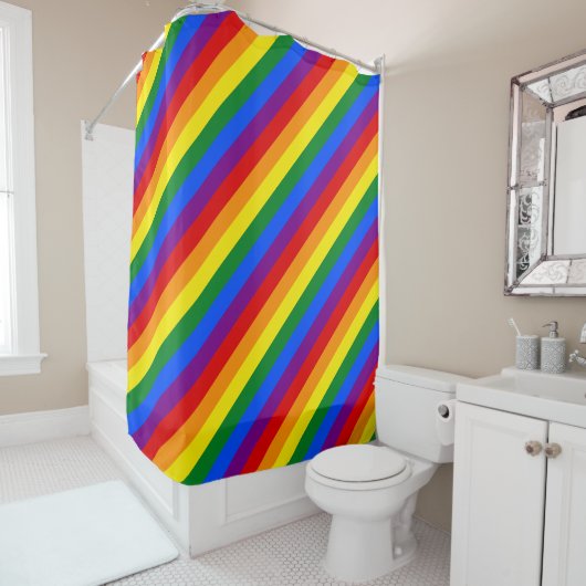 LGBTQ+ Rainbow Flag Stripes for Pride Month -  Douchegordijn (In situ)