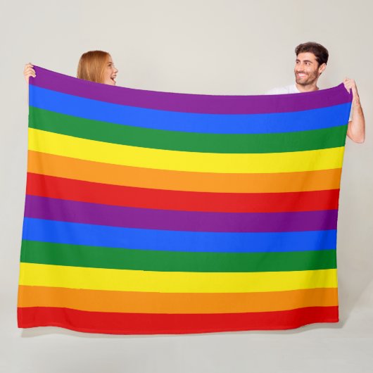 LGBTQ+ Rainbow Flag Stripes voor Pride Month - Fleece Deken (In situ)
