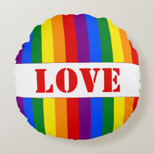LGBTQ+ Rainbow Flag Stripes voor Pride Month - Rond Kussen