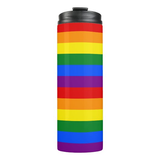 LGBTQ+ Rainbow Flag Stripes voor Pride Month - Thermosbeker (Voorkant)