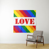 LGBTQ+ Rainbow Flag Stripes voor Pride Month - Wandkleed (In situ)