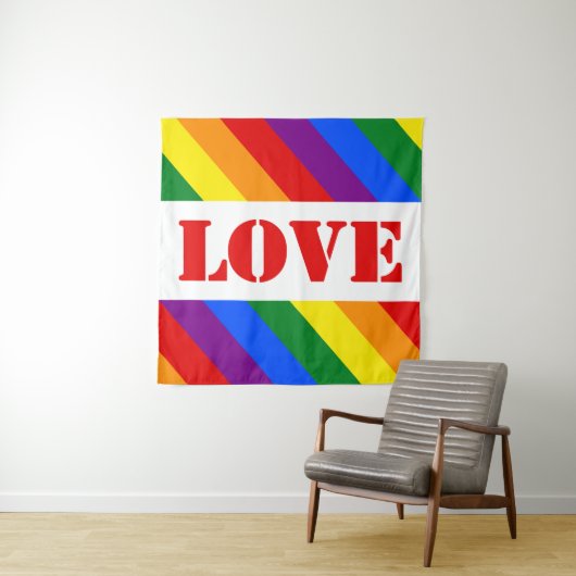 LGBTQ+ Rainbow Flag Stripes voor Pride Month - Wandkleed (In situ)
