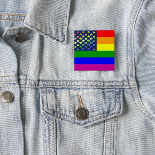 Lgbtq Rainbow Flag Vierkante Button 5,1 Cm (In situ)