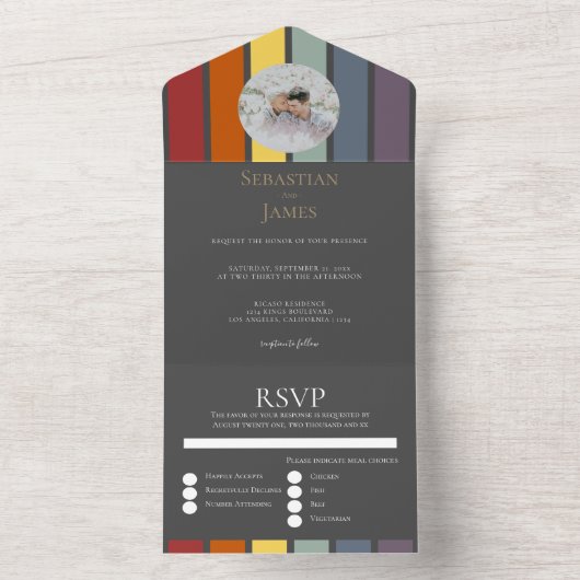 LGBTQ Rainbow Gay Elegant All In One Uitnodiging (Binnen)