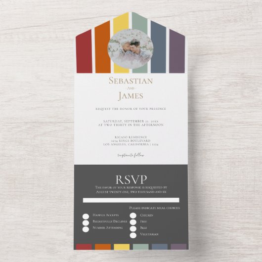 LGBTQ Rainbow Gay Elegant All In One Uitnodiging (Binnen)