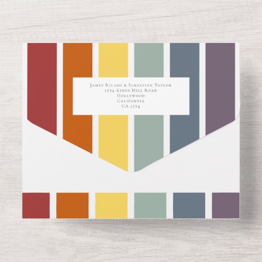 LGBTQ Rainbow Gay Elegant All In One Uitnodiging (Achterkant)