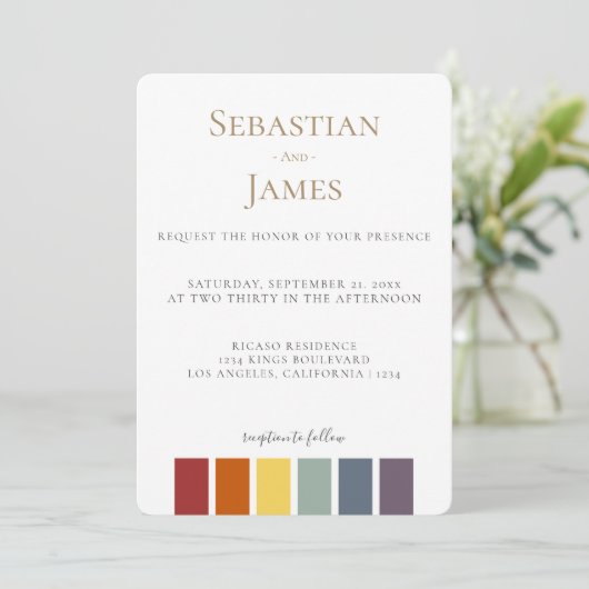 LGBTQ Rainbow Gay Elegant Weddenschap (Staand voorkant)