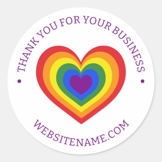 LGBTQ Rainbow Heart Business Hartelijk dank Ronde Sticker (Voorkant)