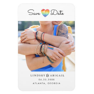 LGBTQ Rainbow Heart Opslaan Datum met Foto Magneet