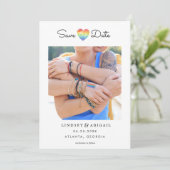 LGBTQ Rainbow Heart Opslaan Datum met Foto Save The Date (Staand voorkant)