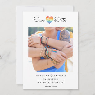 LGBTQ Rainbow Heart Opslaan Datum met Foto Save The Date