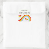 LGBTQ Rainbow & Hearts Happy Vaderdag Vierkante Sticker (Tas)