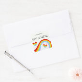LGBTQ Rainbow & Hearts Happy Vaderdag Vierkante Sticker (Envelop)