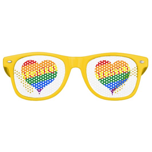 Lgbtq Rainbow Hearts Retro Zonnebril (Voorkant)