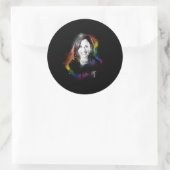 LGBTQ Rainbow Kamala Harris Spray Paint Pride Ronde Sticker (Tas)