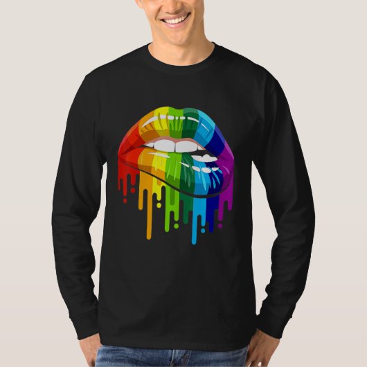 LGBTQ Rainbow Lip Gay Pride 3 T-shirt (Voorkant)