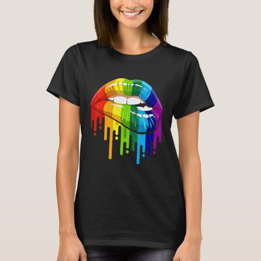 LGBTQ Rainbow Lip Gay Pride 3 T-shirt (Voorkant)