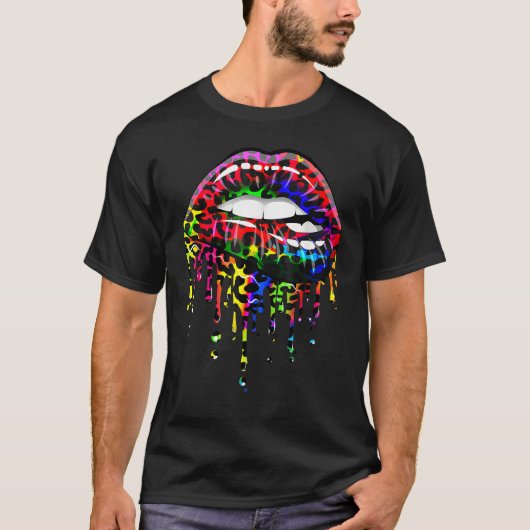 LGBTQ Rainbow Lip Gay Pride T-shirt (Voorkant)