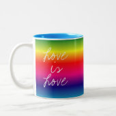 LGBTQ Rainbow Love Tweekleurige Koffiemok (Links)