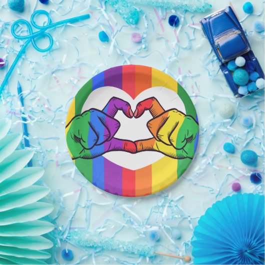 LGBTQ Rainbow Pride Hart Handen Papieren Bordje (Feest)