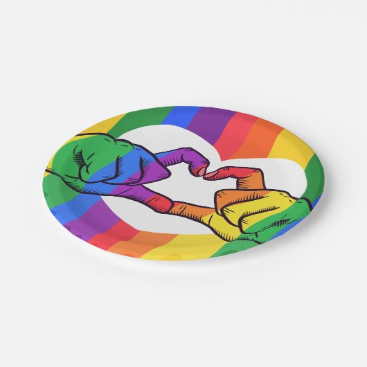 LGBTQ Rainbow Pride Hart Handen Papieren Bordje (Gekanteld)