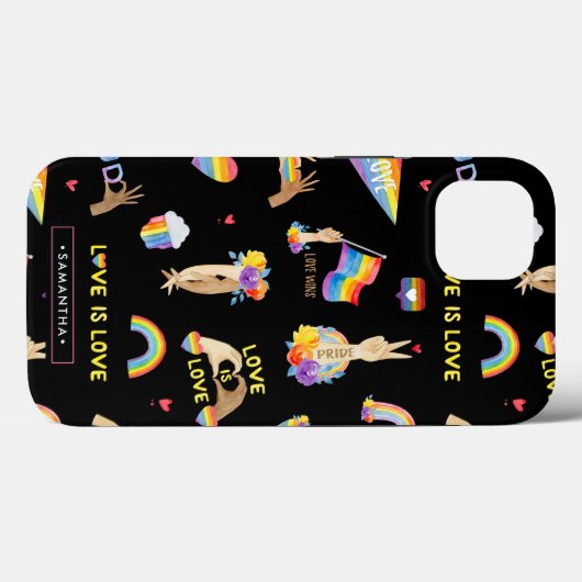 LGBTQ Rainbow Pride Pattern | Monogram Case-Mate iPhone Case (Achterkant (horizontaal))