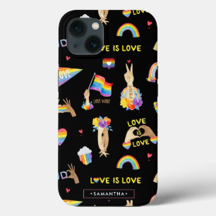 LGBTQ Rainbow Pride Pattern   Monogram Case-Mate iPhone Case