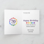 LGBTQ Rainbow Stars - 70 Today of any Age Birthday Kaart (Binnen)