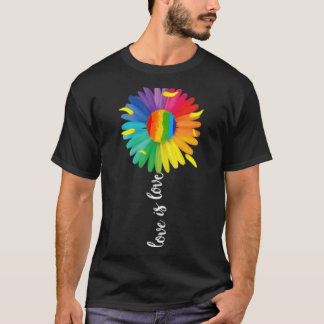 Lgbtq Rainbow Sunflower Flower Gay Pride Equality T-shirt