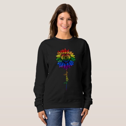 Lgbtq Rainbow Sunflower Flower Gay Pride Equality Trui (Voorkant volledig)