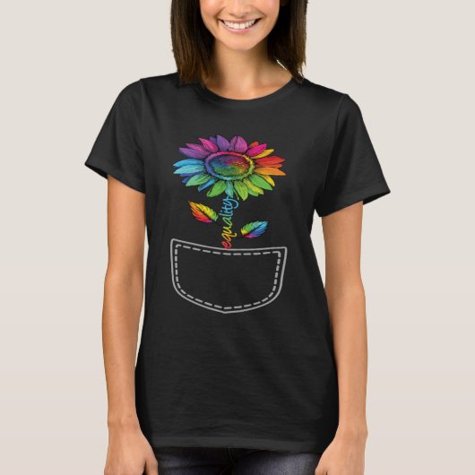 LGBTQ Rainbow Sunflower Gay Love Pride Equal Flowe T-shirt (Voorkant)