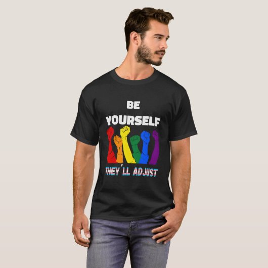 Lgbtq Rainbow Transgender Flag Be Yourself They'Ll T-shirt (Voorkant volledig)
