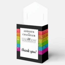 LGBTQ Rainbow Zwart Chique Modern Wedding Glitter Bedankdoosjes