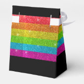 LGBTQ Rainbow Zwart Chique Modern Wedding Glitter Bedankdoosjes (Achterkant)
