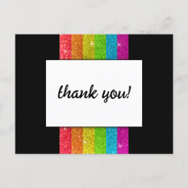 LGBTQ Rainbow Zwart Chique Modern Wedding Glitter Briefkaart