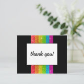 LGBTQ Rainbow Zwart Chique Modern Wedding Glitter Briefkaart (Staand voorkant)