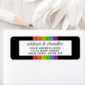 LGBTQ Rainbow Zwart Chique Modern Wedding Glitter Etiket (Insitu)