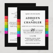 LGBTQ Rainbow Zwart Chique Modern Wedding Glitter Kaart (Voorkant / Achterkant)